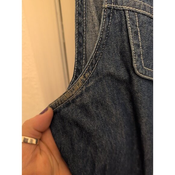 VTG Sz 16 Blue Denim Maxi Dress Y2K 90s Button Front Jumper Teacher Cottagecore - Picture 5 of 7